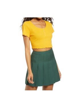 𝅺bp POINTELLE RIB CROP HENLEY IN ORANGE SLICE